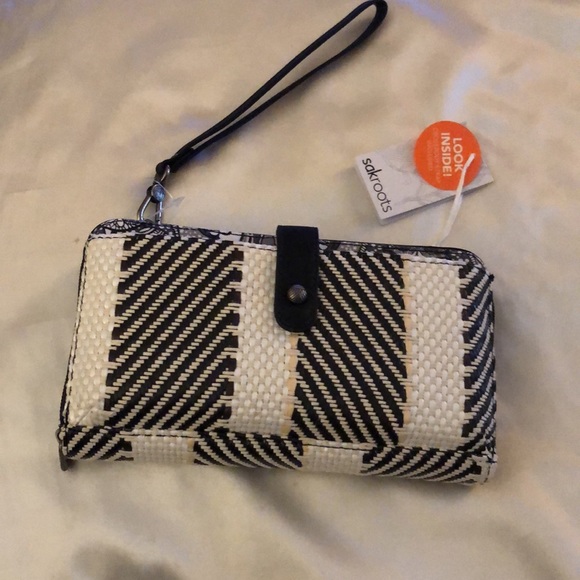 sakroots Woven Large Smart Phone Crossbody Bag Black & White Soulful Desert NWT - Picture 14 of 16